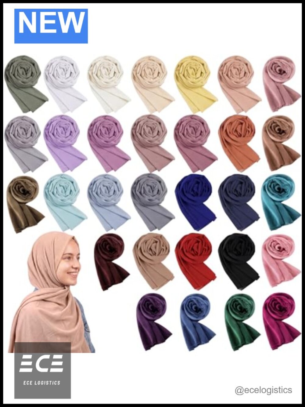 30 Pack Chiffon Hijab Scarves - Lightweight Wrap Head Scarves for Women